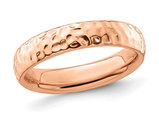 Rose Plated Sterling Silver Hammered Wedding Band Ring